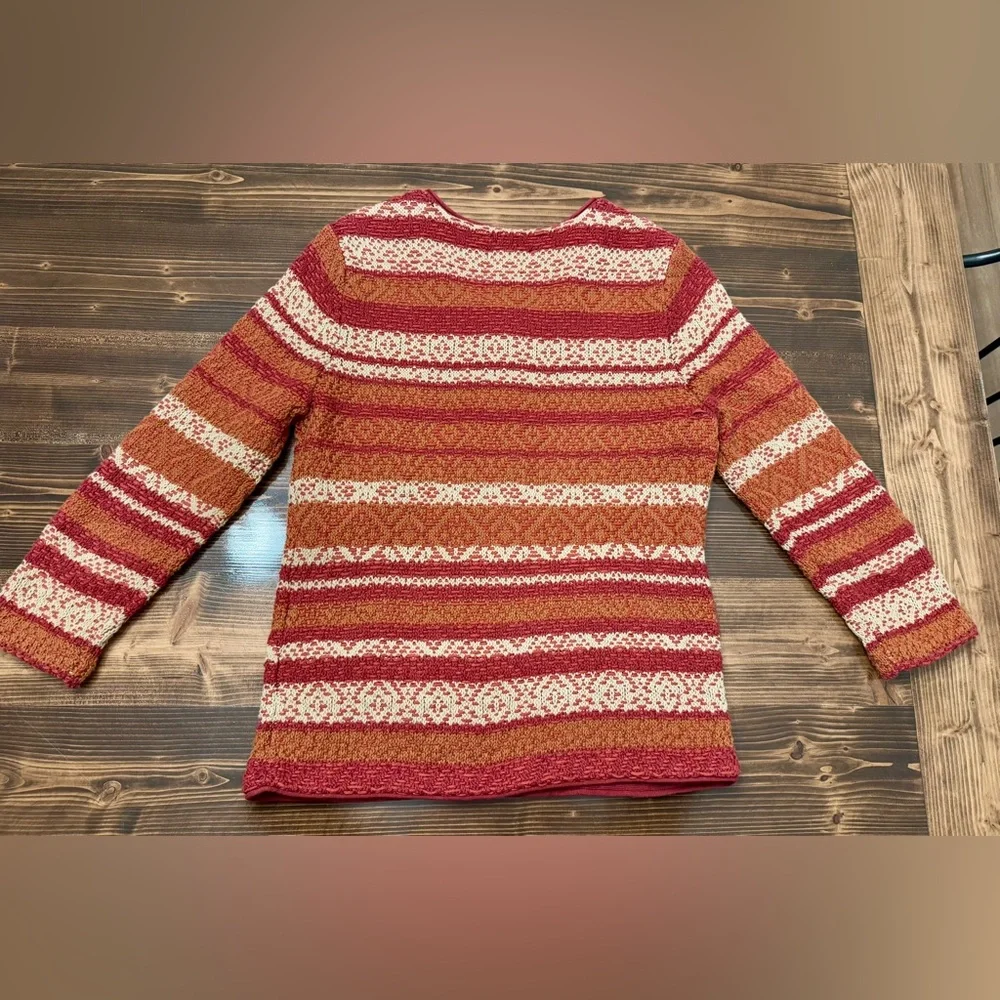 Lucky Brand Fair‎ Isle Zip Up Cardigan Sweater with 3/4 Length Sleeves